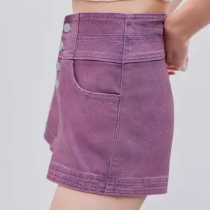 WS173 pantalones vaqueros personalizados para mujer Pantalones cortos de mezclilla de cintura alta para mujer