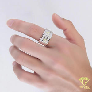 Bague en argent multi-rangs avec diamants Moissanite pour femme, bague de mariage minimaliste empilable, bague de promesse d'anniversaire, bijoux fins - Product Image 2