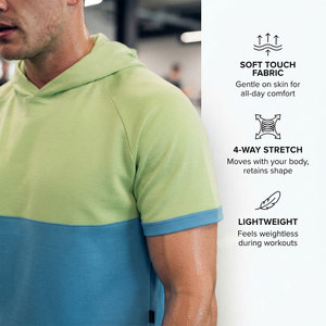 Sweat à capuche d'entraînement pour homme, couleur bleu néon magnifique, tissu extensible dans les 4 sens, anti-plis, coupe classique, service OEM - Product Image 5