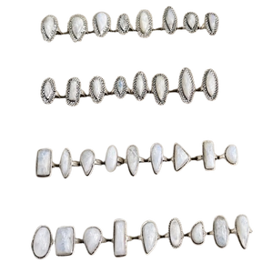 Bague en argent plaqué or avec pierre de lune arc-en-ciel naturelle de qualité supérieure, magnifiquement polie, vente en gros - Product Image 1