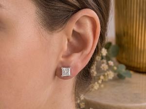 2CT Each Princess Cut Moissanite Solitaire <b>Stud</b> Earrings 925 <b>Sterling</b> <b>Silver</b> Fine Wedding Bridal Gift For Partners - Product Image 2