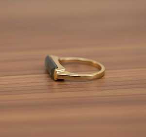 Bague en argent sterling 925 plaqué or 14 carats avec pierre de labradorite taille baguette, faite à la main, pour femme, idée cadeau - Product Image 4
