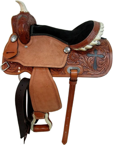 Selle de cheval western en cuir véritable de qualité supérieure, équipement professionnel pour le ranch, la randonnée équestre, vente en gros d'usine, fabricant - Product Image 6