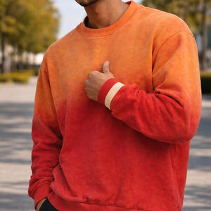 Sudadera Naranja para Hombre de Calidad Superior, Material de Algodón Personalizado, Estilo Urbano, Lavado Ácido, Parches, Sudadera para Hombre - Product Image 1