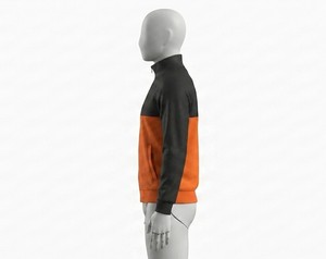 Sweat-shirt tricoté pour homme noir et orange à col montant zippé, coupe classique, idéal pour l'automne, 100 % polyester respirant, style formel - Product Image 2