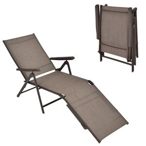 Sdraio Pieghevole da Patio con Schienale e Poggiapiedi per Uso in Spiaggia - Product Image 1