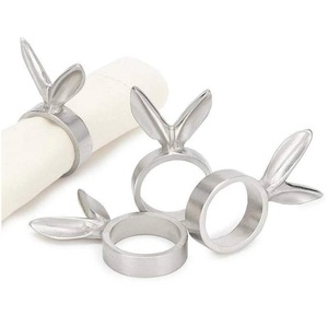 Porte-serviettes en aluminium en forme de lapin, design classique, écologique, durable, décoration de mariage, or, argent, or rose, vente en gros. - Product Image 6