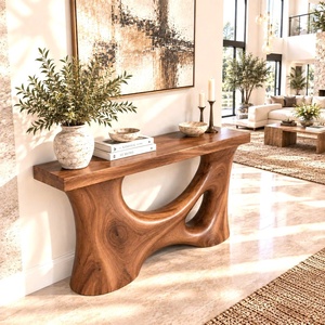 Console de bureau rectangulaire en bois massif de style antique moderne, personnalisable pour usage commercial - Product Image 1