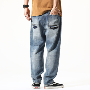 Wholesale Custom Mens Straight Leg 100 Cotton Denim <b>Jeans</b> Regular Fit Regular Washing Breathable Winter Embroidery Print <b>Work</b> - Product Image 4