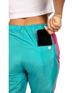 Women's Retro Color Block Side Zipper Stripe With Back Pocket Pants Nylon Fabric with Zipper Detail Men's Pants & <b>Trousers</b> - Product Image 2