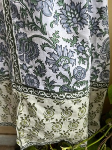 Green Cotton Maxi Dress with <b>Adjustable</b> Straps <b>Square</b> Collar Block Print Indian Style and Pocket Long Summer Wear Maxi Dress - Product Image 5