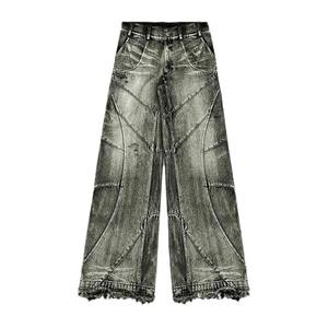 Pantalones Vaqueros Anchos de Estilo Gótico Y2K para Hombre, Lavado Oscuro, Desgastados, con Estampado - Product Image 4