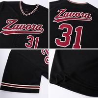 Maillot de baseball personnalisé noir avec bordure contrastante, boutons sur le devant, chemise athlétique, nom et numéro, streetwear, vente en gros, fournisseur OEM