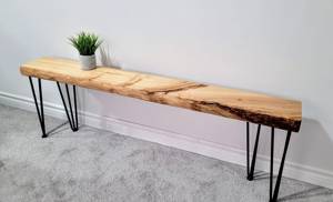 ม้านั่งไม้เมเปิลขอบธรรมชาติขนาด 7 นิ้ว ทำมือ พร้อมขาเหล็กแบบแฮร์พิน ไม้เนื้อแข็ง สำหรับวางหน้าประตู ตกแต่งสไตล์เรียบง่ายทันสมัย เฟอร์นิเจอร์ภายในบ้าน - Product Image 4