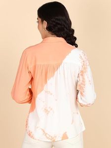 Camisa Informal de Manga Larga con Cuello Abotonado y Estampado Tie-Dye Hecha a Mano en Rayón para Mujer, Marca Maaesa, Corte Regular, Estilo Simple para Oficina, Primavera/Verano - Product Image 2