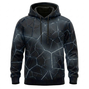 Sweat-shirt à capuche pour homme, blanc, imprimé effet glace craquelée, sublimation, coupe classique, décontracté, pour l'automne - Product Image 4
