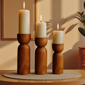 Premium Handmade Wooden Candle Holder For Decorative Dining Settings Luxury Interior Styling And Contemporary Home Decoration - Product Image 1