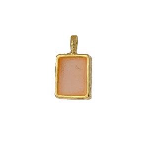 Fabriqué à la main bleu ciel Druzy Rectangle pierre précieuse texturé 24K plaqué or lunette pendentif breloque pour collier approvisionnement en gros - Product Image 5