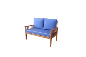 <b>Garden</b> Set 4 Seater Modern Design Outdoor Furniture with Blue Cushions Weather Resistant Solid Wood Frame - Product Image 6