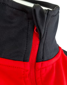 Sudadera de hombre roja y negra con manga raglán, cremallera de un cuarto, cuello alto, corte regular, estilo deportivo, para otoño, de secado rápido, de poliéster tejido. - Product Image 4