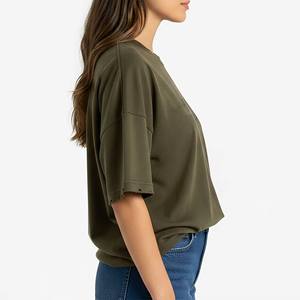 OEM ODM Wholesale 220gsm Vintage Wash Women's Drop Shoulder T-Shirts Summer Casual Wear High Quality 100% Cotton Polyester Tee - Product Image 3