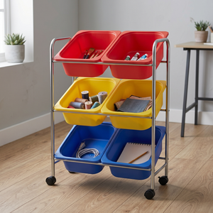 กล่องเก็บเครื่องมือโลหะแบบมีล้อ 6 ลิ้นชัก ดีไซน์ทันสมัย เงางาม รูปทรงสี่เหลี่ยม ประกอบเองได้ - Product Image 1