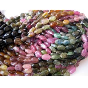 Perles ovales en tourmaline naturelle multicolore pour la fabrication de bijoux, pierres en vrac de haute qualité - Product Image 4