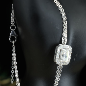 Ailmay - Pulsera de Cadena con Dijes de Plata de Ley 925, Diseño Rectangular de Lujo con Moissanita de 1 Quilate, para Mujer, Boda, Compromiso - Product Image 6
