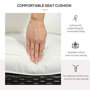 Sedia Adirondack in Rattan Intrecciato con Cuscini Bianco Crema e Schienale Alto Curvo per Uso Esterno a Falò - Product Image 6