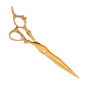 Juego de tijeras de peluquero rectas clásicas personalizadas, Etiqueta Privada, superventas, pestañas de peluquería de acero inoxidable chapadas en oro caliente - Product Image 1