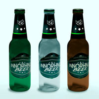 Bouteille en verre borosilicate haute résistance INNORHINO de 1 litre avec bouchon à vis sérigraphié pour jus, bière, tequila