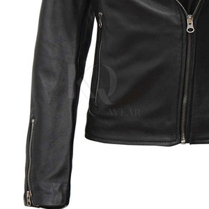 Chaqueta de Mujer de Cuero Genuino de Alta Calidad con Cremallera Tejida Impermeable, Tacto Suave y Costuras Duraderas para Amantes de la Moda - Product Image 6