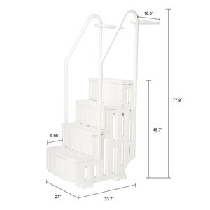 Échelle de piscine en PE blanc 85x68x198cm, design escalier - Product Image 5