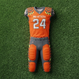 Custom Men's Orange Gray American Football Uniform <b>Padded</b> Jersey <b>Pants</b> Set Sports Team Apparel - Product Image 5