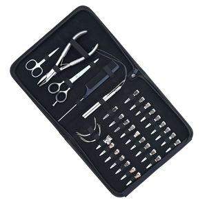 Professional Hair Extension Tools Kit Microbeads Plier Loop Tool Barber Mini Scissor Parting Finger <b>Needle</b> Sectioning Clips Kit - Product Image 1