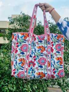 Silk Handcrafted Solid Color Quilted <b>Vintage</b> <b>Tote</b> <b>Bags</b> FABRICATEFIZZ Lightweight Travel & Shopping Use - Product Image 1