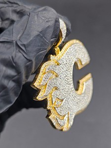 Colgante de Letra con Diseño de Llama Iced Out, Plata de Ley 925, Diamante Moissanita, Joyería Hip Hop, Chapado en Oro, Lujoso, Unisex, Amuleto de Declaración - Product Image 4