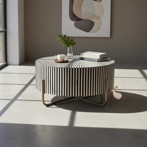 ILAHI's Bone Inlay <b>Table</b> Modern Design Agate Detailing <b>Storage</b> Portable Home Furniture - Product Image 1
