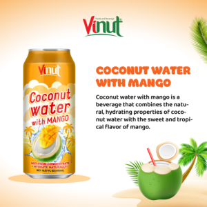 Agua de coco pura natural de 490ml con mango listo para enviar hecho en la fábrica de Vietnam (OEM, ODM) - Product Image 2