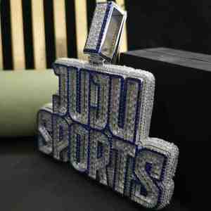 Pendentif personnalisé JUJU SPORTS entièrement serti de diamants bleus cultivés en laboratoire, en argent sterling, pour homme - Product Image 2
