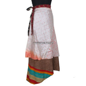 Pareo de seda vintage mágico de 36 pulgadas de largo, falda cruzada, vestido tubo, para fiesta, estilo indio, de seda reciclada, con reverso. - Product Image 2