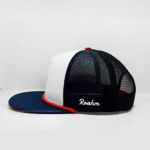 INJAE Custom 5 Panel Snapback <b>Hat</b> Mesh Back Rope Trucker <b>Hat</b> Flat Brim Sport Cap High-Quality Embroidery Logo OEM - Product Image 3