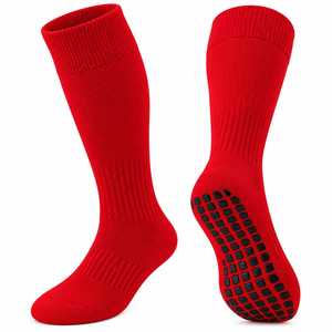 Calcetines Deportivos Antideslizantes de Alta Calidad, Color Rojo, con Suela Antideslizante y Puño Tejido, para Fútbol, para Hombre y Mujer - Product Image 1