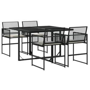 Conjunto de Comedor Plegable de 5 Piezas para Jardín, Muebles de Patio de Ratán PE Negro - Product Image 2