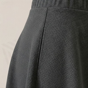 Jupe courte trapèze pour femme, couleur unie, taille élastique, plissée, en coton et élasthanne, confortable, style toutes saisons - Product Image 5