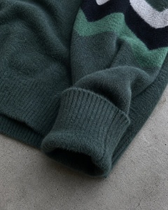 Fuzzy Knitted Sweater Zigzag Chevron Pattern Fluffy Jacquard Heavyweight Oversized Loose Fit <b>Jumper</b> Apparel Wholesale - Product Image 4
