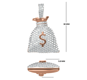 Pendentif Sac d'argent Or Rose Diamant Moissanite VVS Iced Out Hip Hop en Argent S925 Certifié IGI – Pendentifs et Breloques - Product Image 5