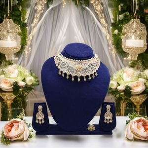 En gros, Colliers ras-de-cou plaqués or 14K 18K 24K, Ensemble de bijoux en laiton doré à motif floral traditionnel, Ensemble de bijoux de mode - Product Image 5