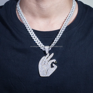 จี้เพชรโมอิสสีเงินโมอิสซาไนต์925ที่เป็นเอกลักษณ์มีความโดดเด่นโดดเด่นเป็นเอกลักษณ์มีความโดดเด่นไม่เหมือนใครด้วยการเคลือบสีทอง-ฮิปฮอปมีสไตล์ - Product Image 1