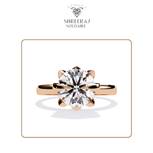 แหวนเพชรทรงกลมเจียระไนแบบบริลเลียนต์ น้ำหนัก 1.00 กะรัต ได้รับการรับรองจาก IGI ตัวเรือนทองคำ 14K ดีไซน์รูปดอกไม้ เพชรเพาะเลี้ยงคุณภาพสูง เหมาะสำหรับเป็นของขวัญวันครบรอบ - Product Image 2